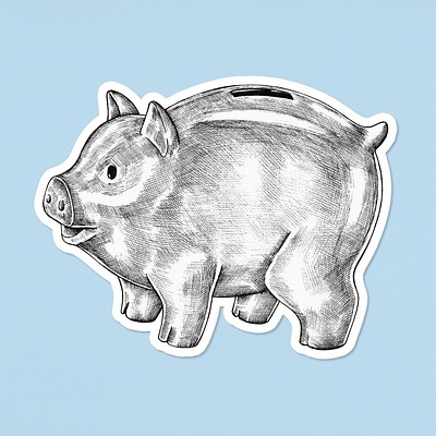 piggy bank clip art black and white