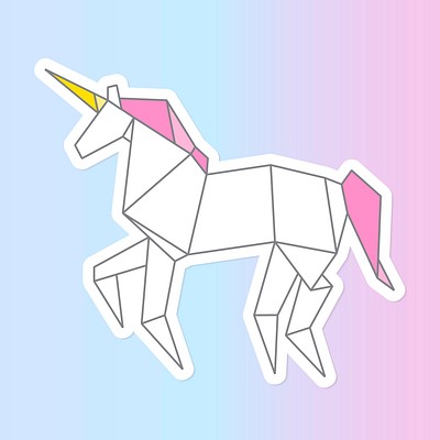 Handmade paper craft unicorn cut out vector