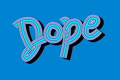 Retro blue Dope font vector calligraphy