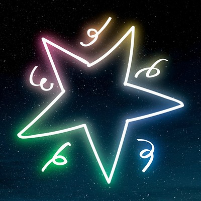 rainbow neon star light