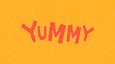 Yummy doodle typography on a yellow background vector