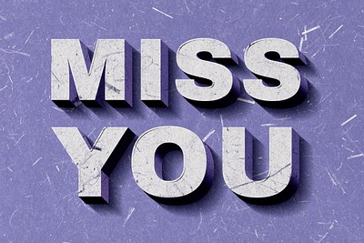 3D Miss You png green | Free PNG Sticker - rawpixel