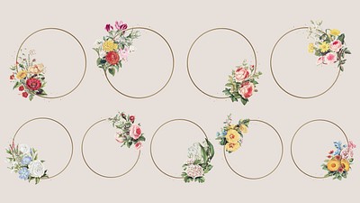 Vector Illustration Flower Decorative Round Frame PNG Images