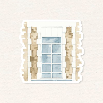 Vector vintage watercolor illustration European window architecture