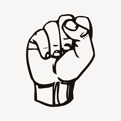 Raised fist drawing, vintage illustration vector. Free public domain CC0 image.