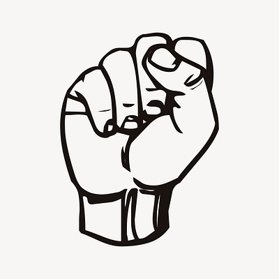 Raised fist drawing, vintage illustration. Free public domain CC0 image.