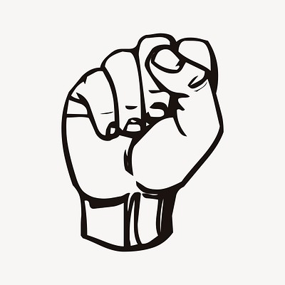 Raised fist drawing, vintage illustration psd. Free public domain CC0 image.