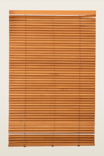 Vintage wooden blinds on white background