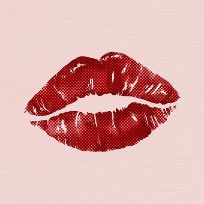 Hand drawn kiss halftone style | Premium PSD - rawpixel