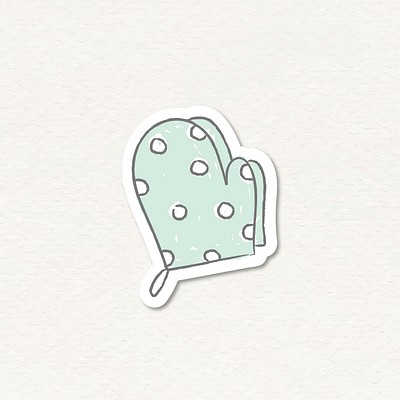 Polka-dot textile cooking gloves sticker vector