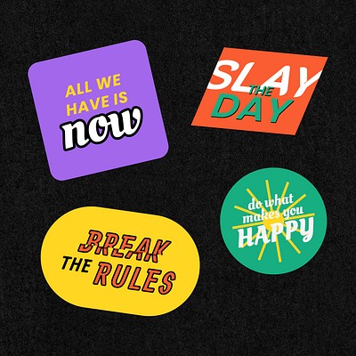 Vintage psd colorful word badge collection