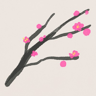 Plum blossom flower psd floral illustration