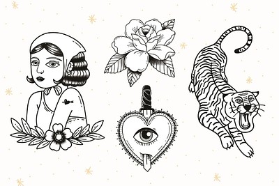 Simple creative tattoo design vector set