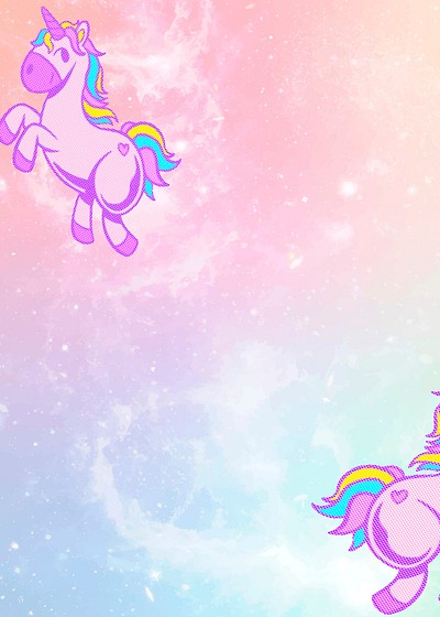 Unicorn pink and blue vector glittery pastel colorful banner