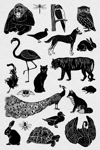 Animal Stencil Set Art Black Stock Vector (Royalty Free) 1409978951