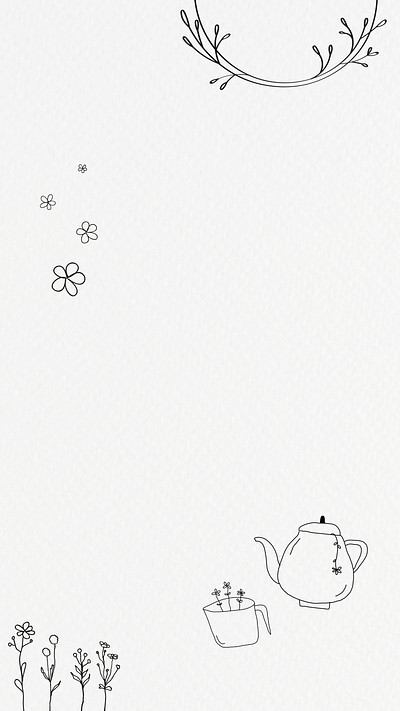 Lifestyle frame psd cute afternoon tea theme doodle drawing