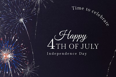 Shiny fireworks graphic with text, happy 4th of July