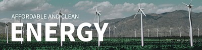 Wind power with affordable and clean energy for environment banner