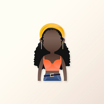 Young black girl avatar transparent