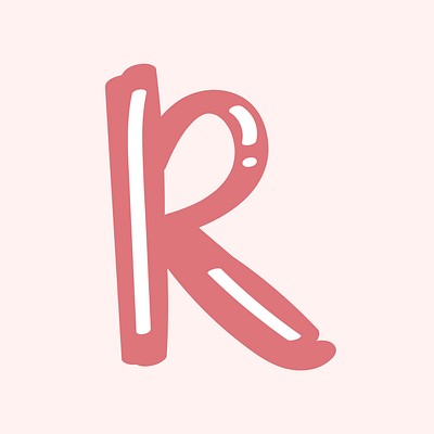 R letter doodle typography vector