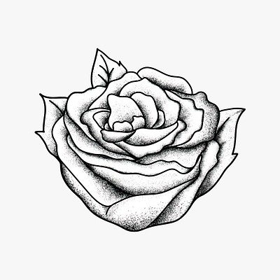 old school rose tattoo outline