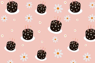 Birthday cake flat seamless pattern background Vector Image