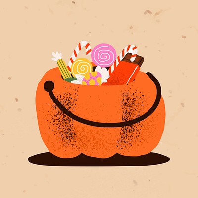 Pumpkin bucket cute halloween hand drawn illustration