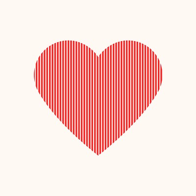 Red heart icon, striped element graphic vector