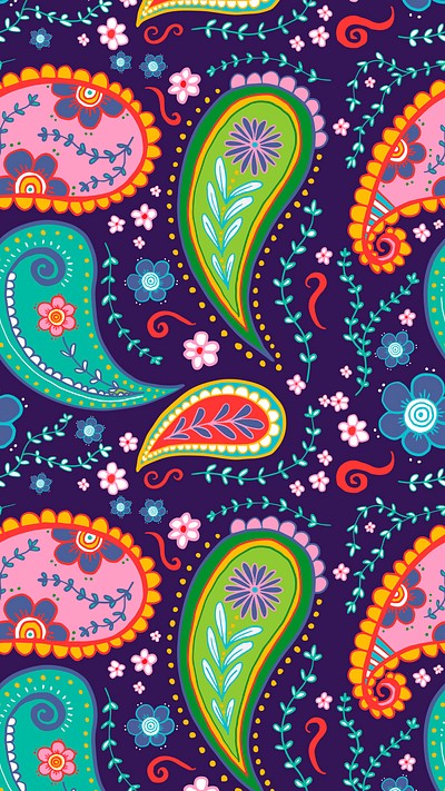 Paisley phone wallpaper, colorful pattern, | Free Vector - rawpixel
