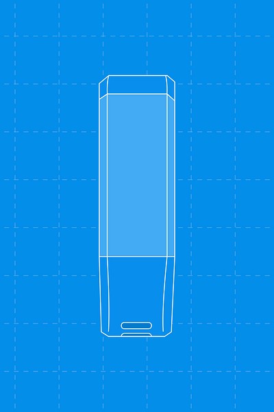 Blue smartwatch, blank rectangle screen, health tracker device illustration