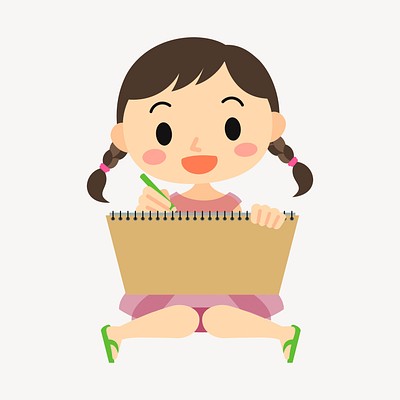 a girl studying clipart for kids