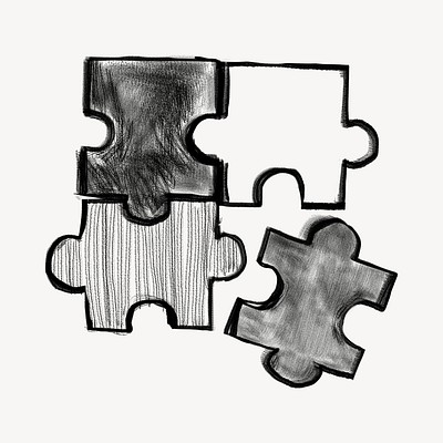 Puzzle pieces, chalk texture doodle psd