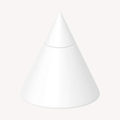 3D white cone shape, geometric design