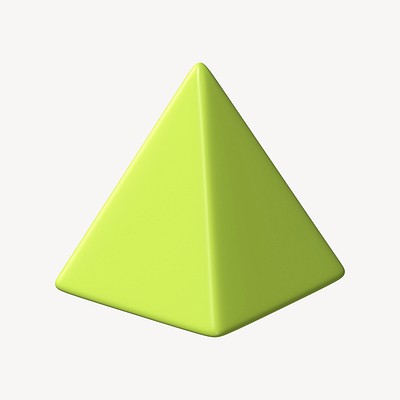 3D green pyramid, geometric shape