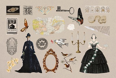 Ephemera PNG Stickers  Vintage Collage Elements by rawpixel on