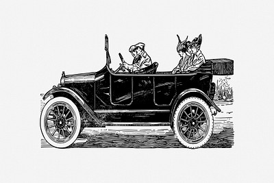 Antique car illustration. Free public domain CC0 image.