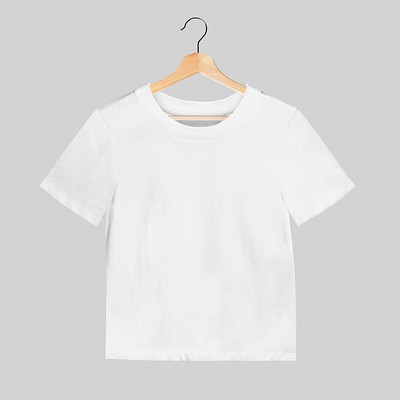 Premium Photo  Hanger with blank white t-shirt on wooden