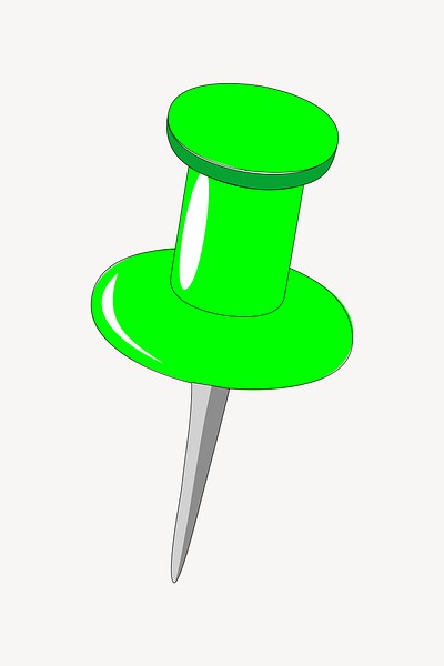 Green pin clipart, illustration vector. Free public domain CC0 image.