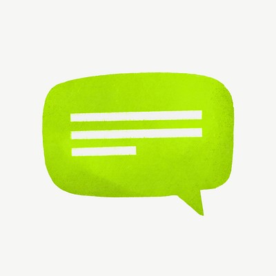 Green speech bubble collage element psd