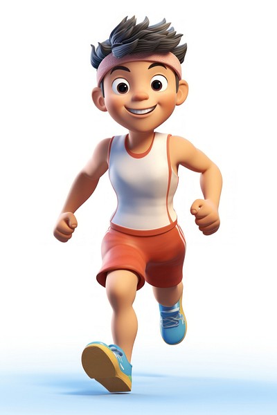 Cartoon athlete white background determination. 