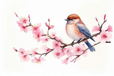 Bird outdoors blossom flower. AI | Free Photo Illustration - rawpixel