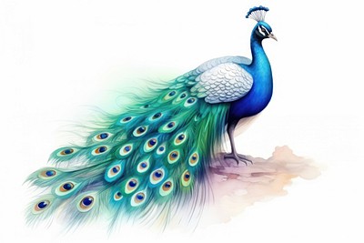 Peacock animal bird white background. 