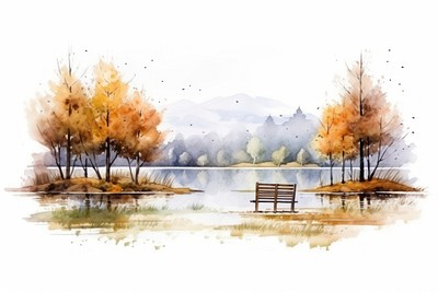 Landscape painting outdoors nature. 