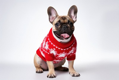 Bulldog christmas sweater mammal. 