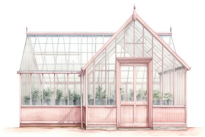 Greenhouse outdoors drawing plant. 