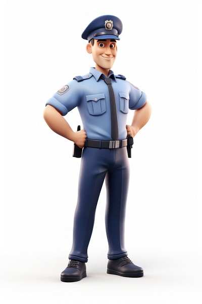 Officer cartoon white background police | Premium Photo Illustration ...