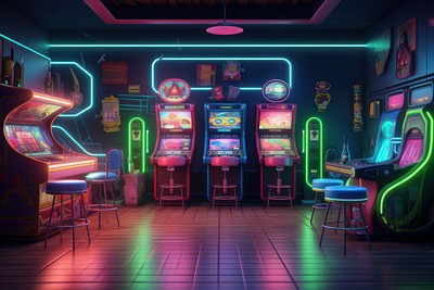 Gaming room nightlife game neon. | Premium Photo Illustration - rawpixel