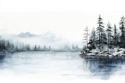 Lake landscape outdoors drawing. 