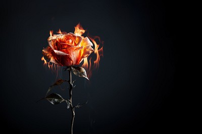 Rose flower plant fire. 