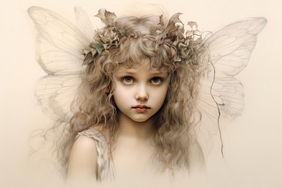 A little fairy portrait drawing female. 